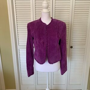 Catherine Stewart Purple Women's Suede Ruffled Jacket Size M